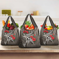 Hawaiian Honu Personalized Grocery Bag Mocha Mousse Hibiscus Tribal Hook Pattern LT9 3-pack One Size Mocha - Polynesian Pride