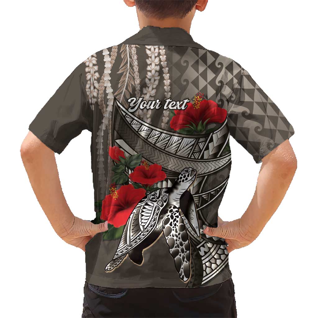 Hawaiian Honu Personalized Hawaiian Shirt Mocha Mousse Hibiscus Tribal Hook Pattern LT9 - Polynesian Pride