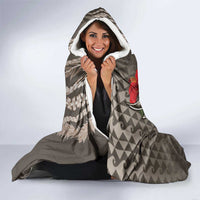 Hawaiian Honu Personalized Hooded Blanket Mocha Mousse Hibiscus Tribal Hook Pattern LT9 - Polynesian Pride
