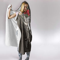 Hawaiian Honu Personalized Hooded Blanket Mocha Mousse Hibiscus Tribal Hook Pattern LT9 - Polynesian Pride