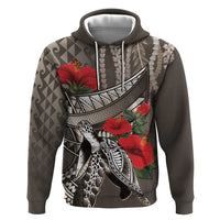 Hawaiian Honu Personalized Hoodie Mocha Mousse Hibiscus Tribal Hook Pattern LT9 Pullover Hoodie Mocha - Polynesian Pride