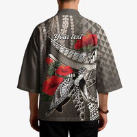 Hawaiian Honu Personalized Kimono Mocha Mousse Hibiscus Tribal Hook Pattern LT9 - Polynesian Pride