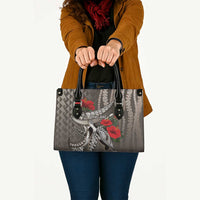 Hawaiian Honu Personalized Leather Bag Mocha Mousse Hibiscus Tribal Hook Pattern LT9 - Polynesian Pride