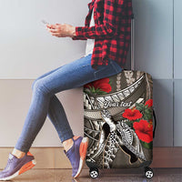 Hawaiian Honu Personalized Luggage Cover Mocha Mousse Hibiscus Tribal Hook Pattern LT9 - Polynesian Pride