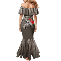 Hawaiian Honu Personalized Mermaid Dress Mocha Mousse Hibiscus Tribal Hook Pattern