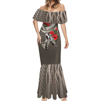 Hawaiian Honu Personalized Mermaid Dress Mocha Mousse Hibiscus Tribal Hook Pattern