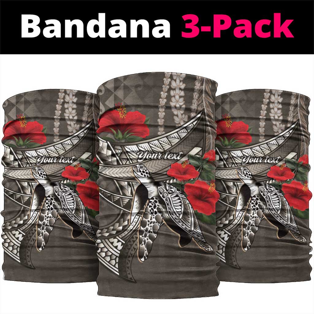Hawaiian Honu Personalized Neck Gaiter Mocha Mousse Hibiscus Tribal Hook Pattern LT9 package One Size: 25*50cm Mocha - Polynesian Pride