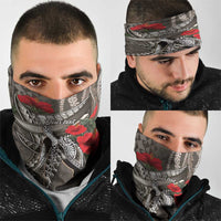 Hawaiian Honu Personalized Neck Gaiter Mocha Mousse Hibiscus Tribal Hook Pattern LT9 - Polynesian Pride