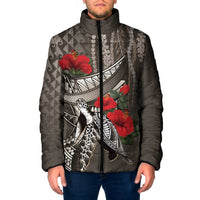 Hawaiian Honu Personalized Padded Jacket Mocha Mousse Hibiscus Tribal Hook Pattern LT9 Men Mocha - Polynesian Pride