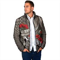 Hawaiian Honu Personalized Padded Jacket Mocha Mousse Hibiscus Tribal Hook Pattern LT9 - Polynesian Pride