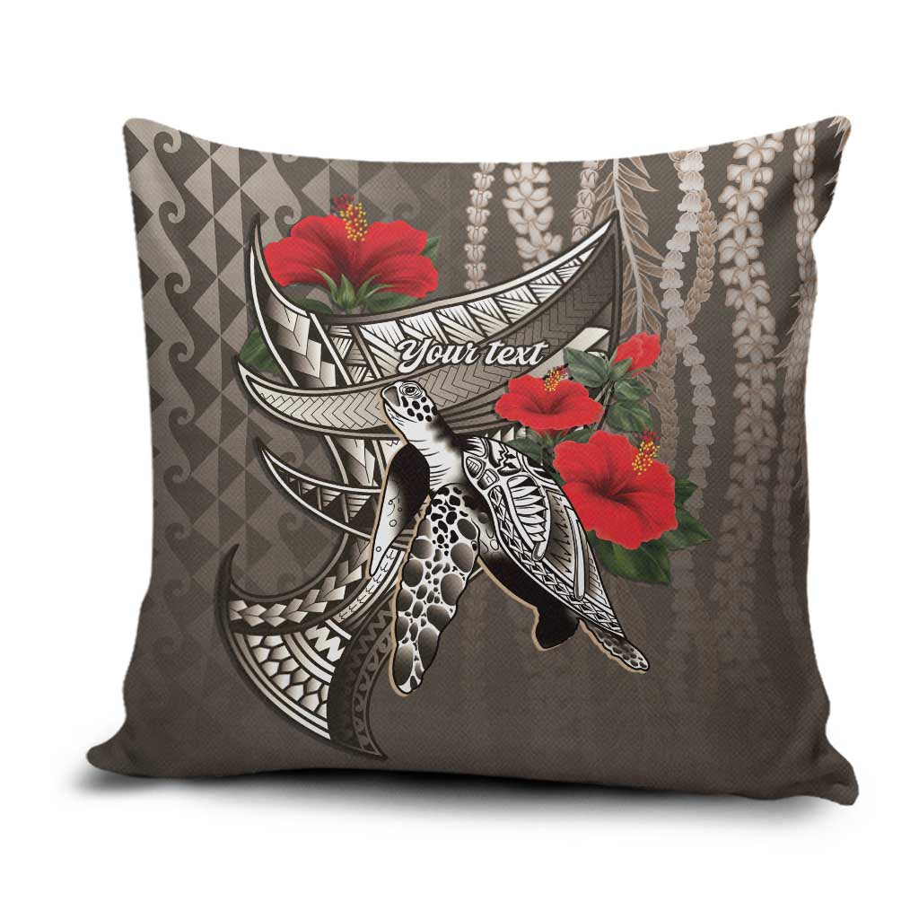 Hawaiian Honu Personalized Pillow Cover Mocha Mousse Hibiscus Tribal Hook Pattern LT9 Mocha - Polynesian Pride