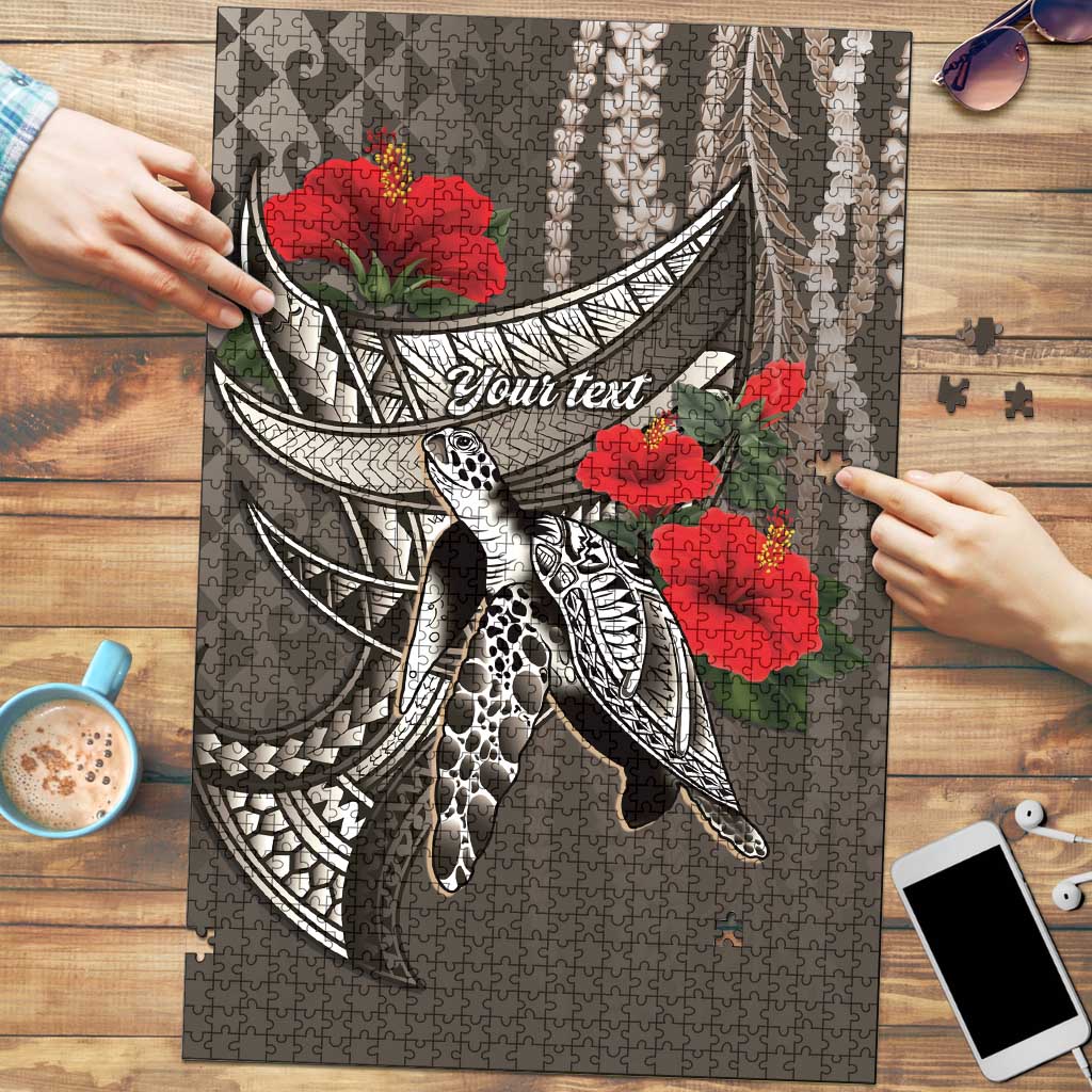Hawaiian Honu Personalized Puzzle Mocha Mousse Hibiscus Tribal Hook Pattern LT9 Mocha - Polynesian Pride