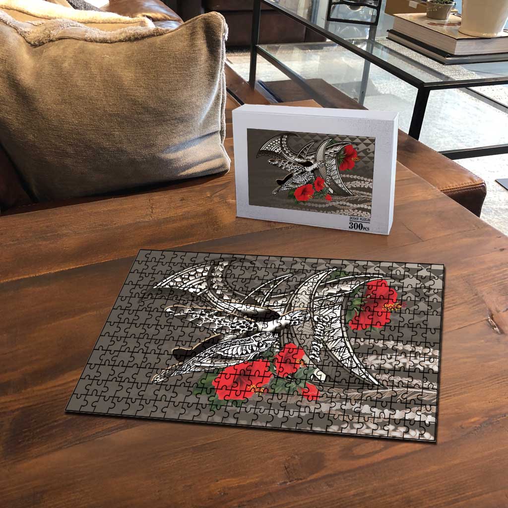 Hawaiian Honu Personalized Puzzle Mocha Mousse Hibiscus Tribal Hook Pattern LT9 - Polynesian Pride