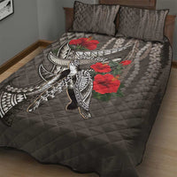 Hawaiian Honu Personalized Quilt Bed Set Mocha Mousse Hibiscus Tribal Hook Pattern LT9 - Polynesian Pride