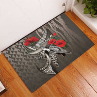 Hawaiian Honu Personalized Rubber Doormat Mocha Mousse Hibiscus Tribal Hook Pattern LT9 - Polynesian Pride