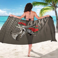 Hawaiian Honu Personalized Sarong Mocha Mousse Hibiscus Tribal Hook Pattern LT9 - Polynesian Pride