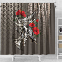 Hawaiian Honu Personalized Shower Curtain Mocha Mousse Hibiscus Tribal Hook Pattern LT9 - Polynesian Pride