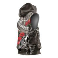 Hawaiian Honu Personalized Sleeveless Hoodie Mocha Mousse Hibiscus Tribal Hook Pattern