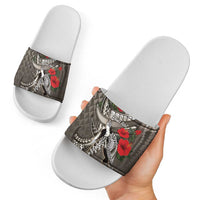 Hawaiian Honu Personalized Slide Sandals Mocha Mousse Hibiscus Tribal Hook Pattern LT9 - Polynesian Pride