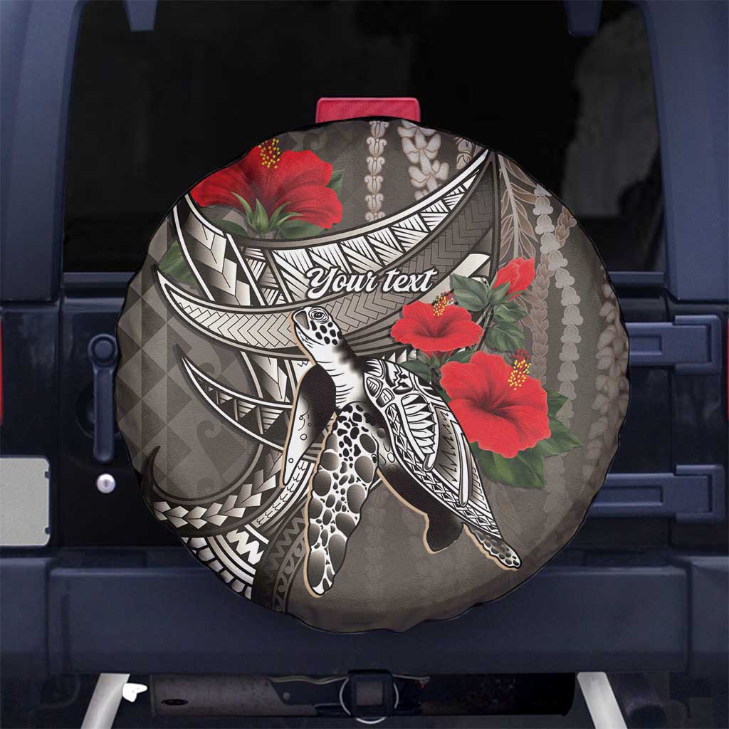 Hawaiian Honu Personalized Spare Tire Cover Mocha Mousse Hibiscus Tribal Hook Pattern LT9 No hole Mocha - Polynesian Pride