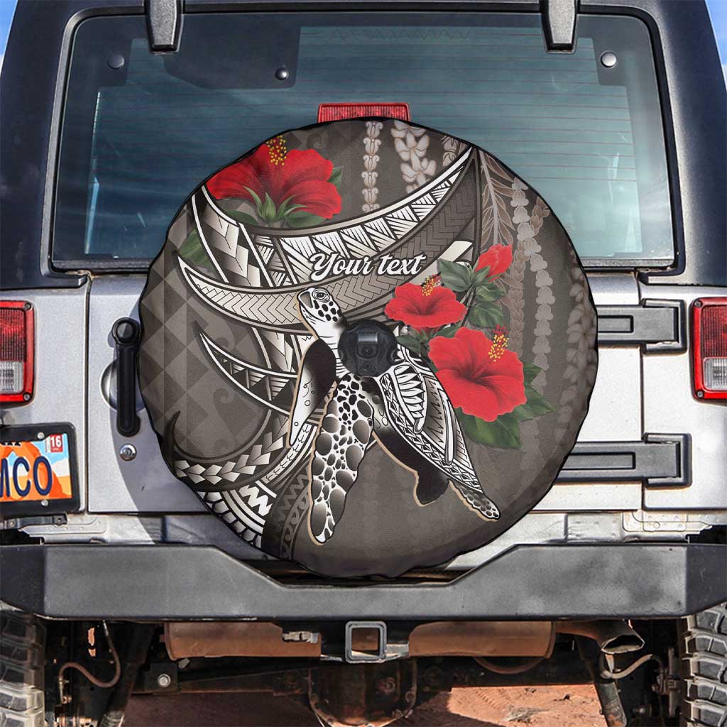 Hawaiian Honu Personalized Spare Tire Cover Mocha Mousse Hibiscus Tribal Hook Pattern LT9 Mocha - Polynesian Pride
