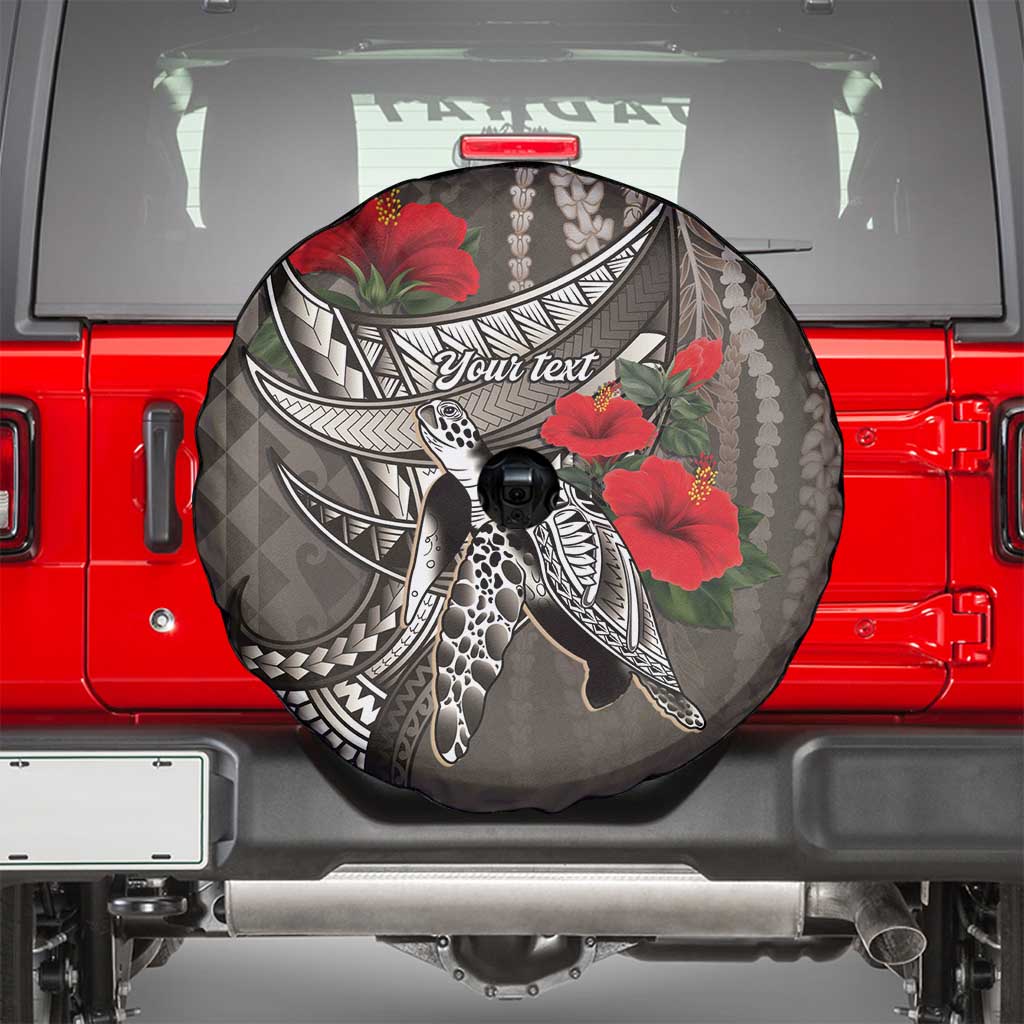 Hawaiian Honu Personalized Spare Tire Cover Mocha Mousse Hibiscus Tribal Hook Pattern LT9 - Polynesian Pride