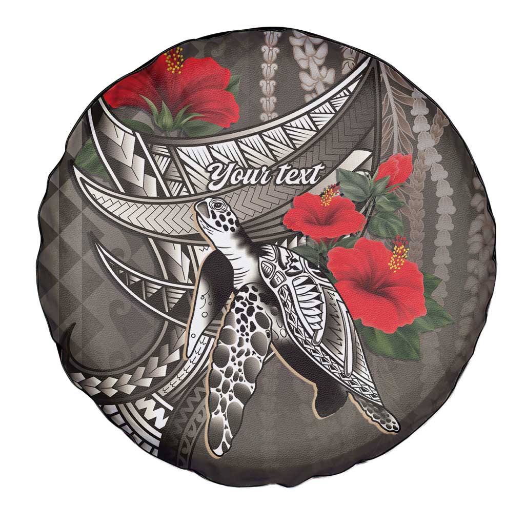 Hawaiian Honu Personalized Spare Tire Cover Mocha Mousse Hibiscus Tribal Hook Pattern LT9 - Polynesian Pride