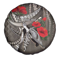 Hawaiian Honu Personalized Spare Tire Cover Mocha Mousse Hibiscus Tribal Hook Pattern LT9 - Polynesian Pride