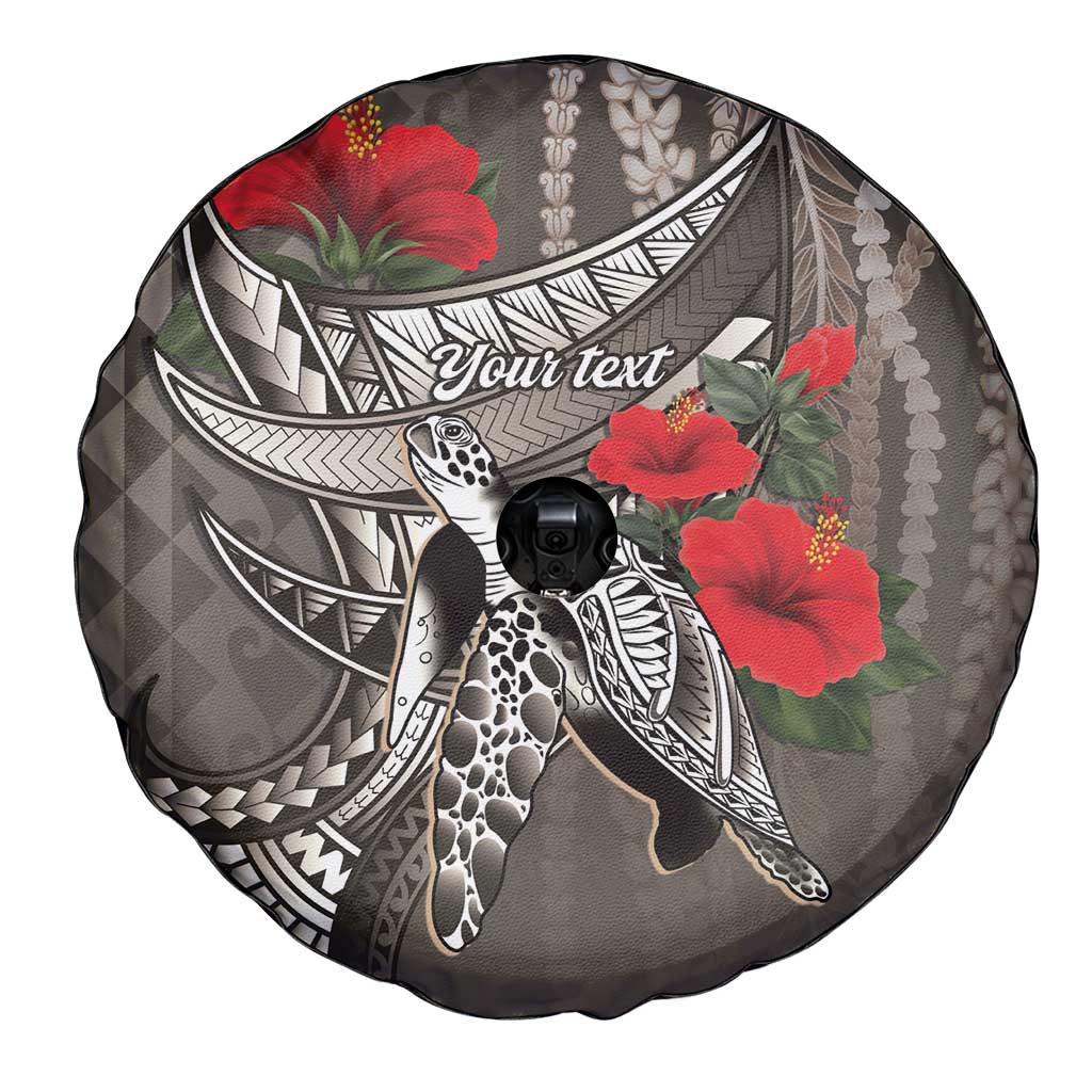 Hawaiian Honu Personalized Spare Tire Cover Mocha Mousse Hibiscus Tribal Hook Pattern LT9 - Polynesian Pride