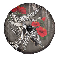 Hawaiian Honu Personalized Spare Tire Cover Mocha Mousse Hibiscus Tribal Hook Pattern LT9 - Polynesian Pride