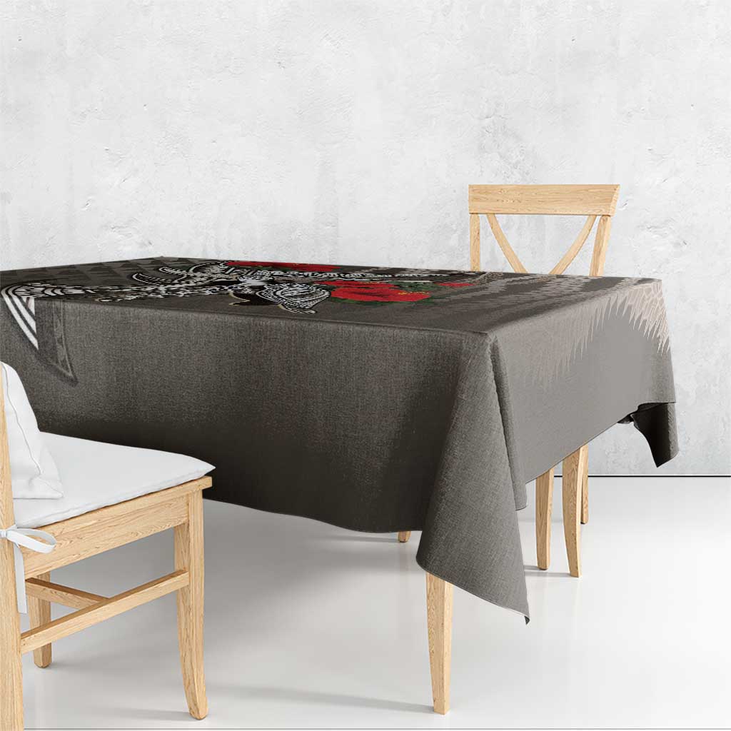 Hawaiian Honu Personalized Tablecloth Mocha Mousse Hibiscus Tribal Hook Pattern LT9 - Polynesian Pride