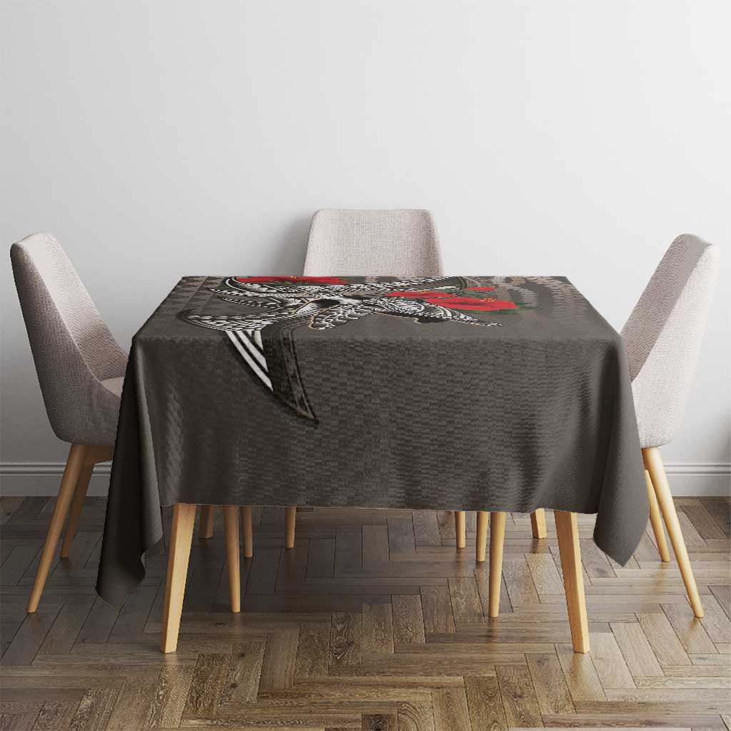 Hawaiian Honu Personalized Tablecloth Mocha Mousse Hibiscus Tribal Hook Pattern LT9 - Polynesian Pride
