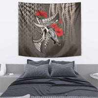 Hawaiian Honu Personalized Tapestry Mocha Mousse Hibiscus Tribal Hook Pattern LT9 - Polynesian Pride
