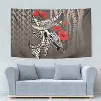 Hawaiian Honu Personalized Tapestry Mocha Mousse Hibiscus Tribal Hook Pattern LT9 - Polynesian Pride