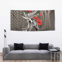 Hawaiian Honu Personalized Tapestry Mocha Mousse Hibiscus Tribal Hook Pattern LT9 - Polynesian Pride
