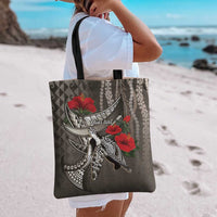 Hawaiian Honu Personalized Tote Bag Mocha Mousse Hibiscus Tribal Hook Pattern LT9 - Polynesian Pride