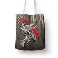 Hawaiian Honu Personalized Tote Bag Mocha Mousse Hibiscus Tribal Hook Pattern LT9 - Polynesian Pride