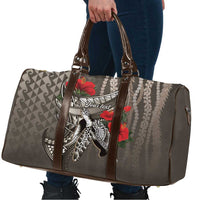 Hawaiian Honu Personalized Travel Bag Mocha Mousse Hibiscus Tribal Hook Pattern LT9 - Polynesian Pride