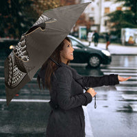 Hawaiian Honu Personalized Umbrella Mocha Mousse Hibiscus Tribal Hook Pattern