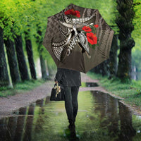 Hawaiian Honu Personalized Umbrella Mocha Mousse Hibiscus Tribal Hook Pattern