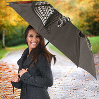 Hawaiian Honu Personalized Umbrella Mocha Mousse Hibiscus Tribal Hook Pattern