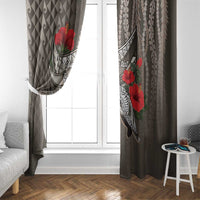 Hawaiian Honu Personalized Window Curtain Mocha Mousse Hibiscus Tribal Hook Pattern LT9 - Polynesian Pride