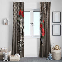 Hawaiian Honu Personalized Window Curtain Mocha Mousse Hibiscus Tribal Hook Pattern LT9 - Polynesian Pride