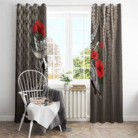 Hawaiian Honu Personalized Window Curtain Mocha Mousse Hibiscus Tribal Hook Pattern LT9 - Polynesian Pride