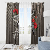 Hawaiian Honu Personalized Window Curtain Mocha Mousse Hibiscus Tribal Hook Pattern LT9 - Polynesian Pride