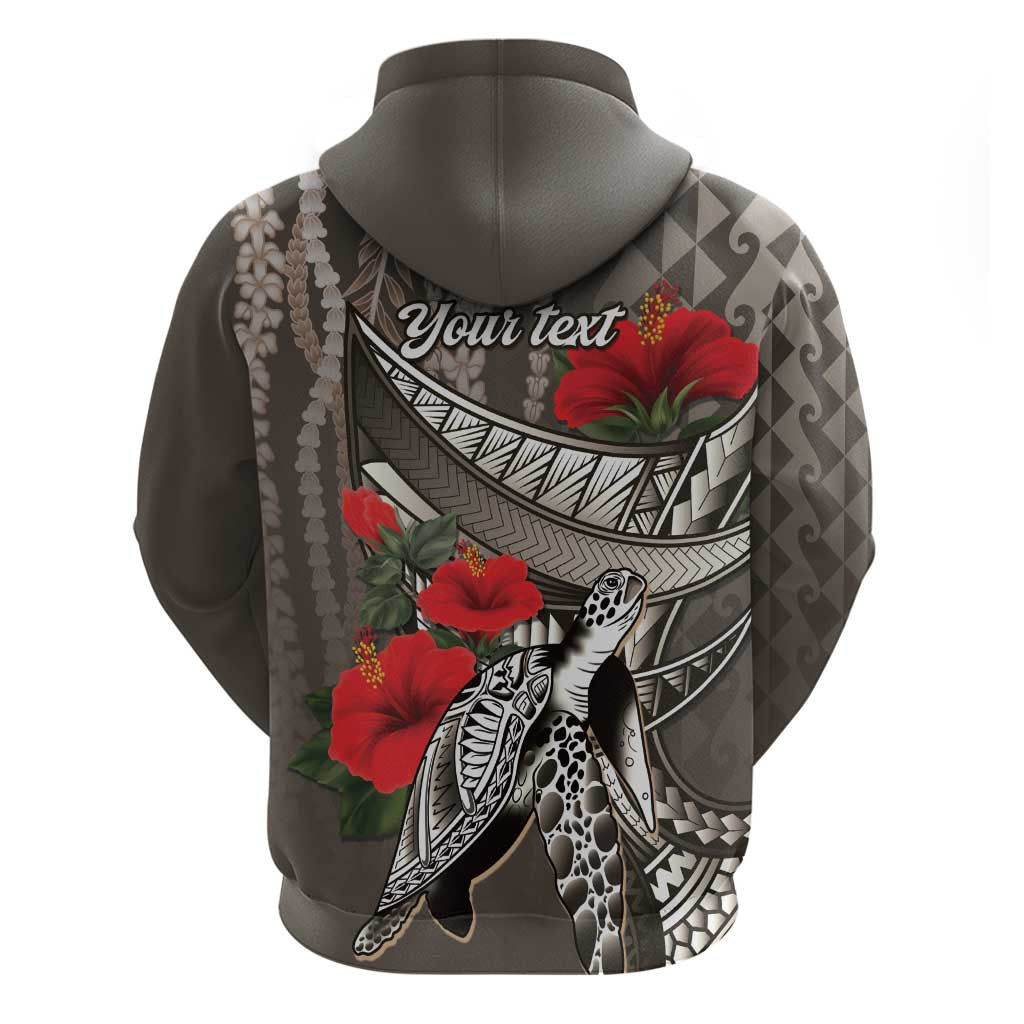 Hawaiian Honu Personalized Zip Hoodie Mocha Mousse Hibiscus Tribal Hook Pattern LT9 - Polynesian Pride