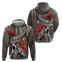 Hawaiian Honu Personalized Zip Hoodie Mocha Mousse Hibiscus Tribal Hook Pattern LT9 - Polynesian Pride