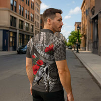 Hawaiian Honu Personalized Zipper Polo Shirt Mocha Mousse Hibiscus Tribal Hook Pattern LT9 - Polynesian Pride