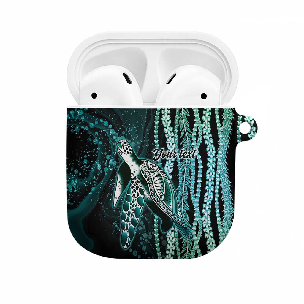 Hawaiian Honu Personalized AirPods Case Dark Cyan Maile Pikake Flower Lei Inspired LT9 Cyan - Polynesian Pride