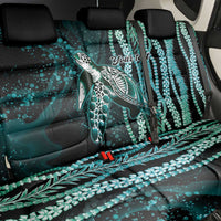 Hawaiian Honu Personalized Back Car Seat Cover Dark Cyan Maile Pikake Flower Lei Inspired LT9 - Polynesian Pride